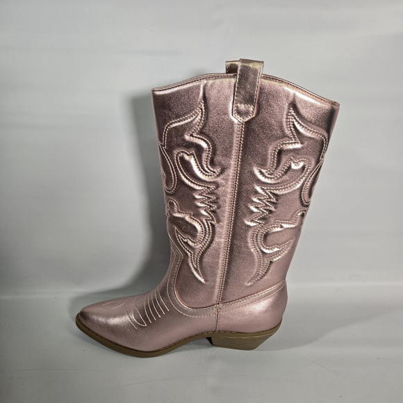 Soda Metallic Pink Western Cowboy Boots Embroidered 9 NIB Rodeo Cowgirl Festival - Picture 3 of 12